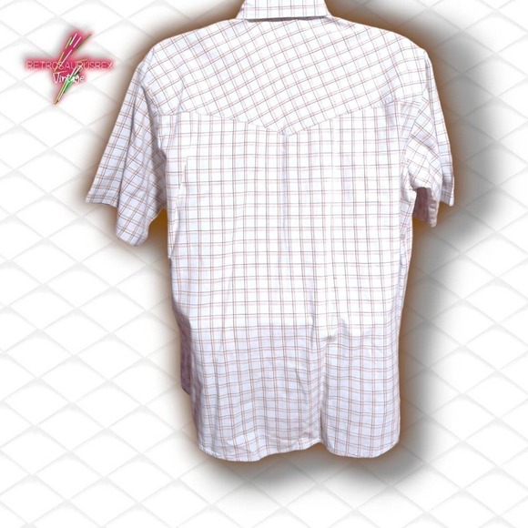 Vintage Western Plaid Snap Front short Sleeve Shirt, Large - Picture 5 of 6